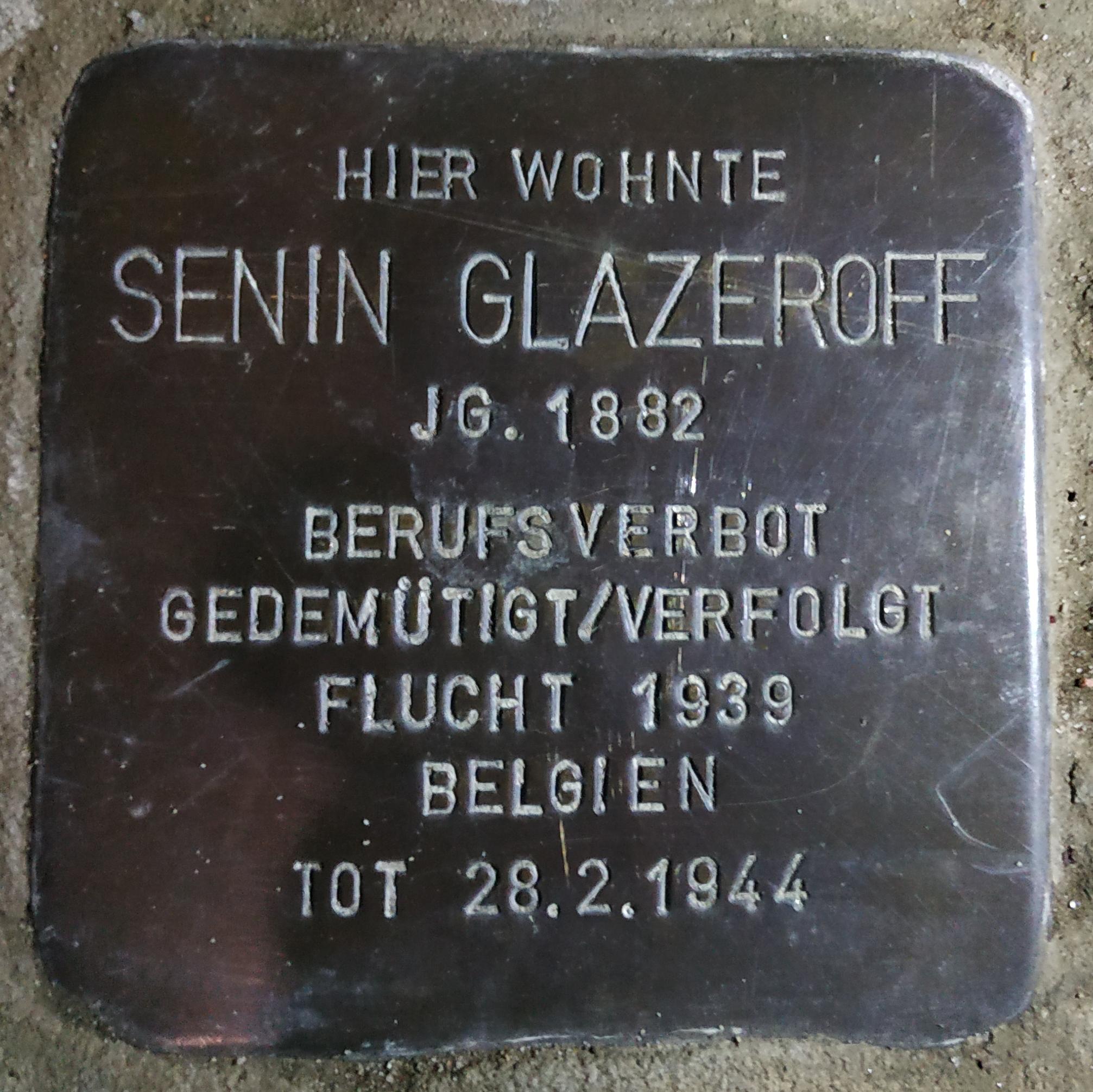 Stolperstein für Senin Glazeroff